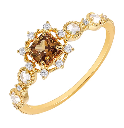 Elegant Gold-Plated S925 Natural Garnet Ring